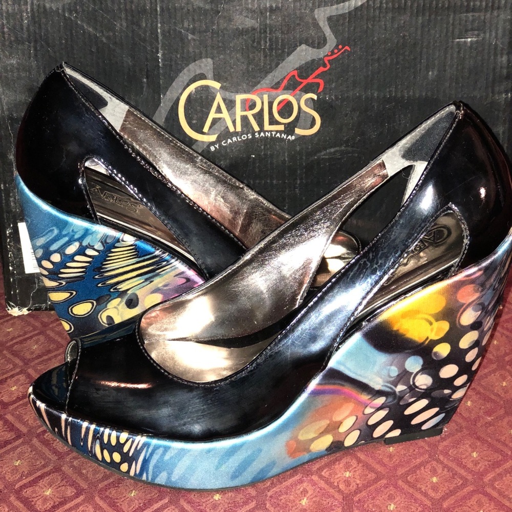 5” Platform Wedge Paten Leather Carlos Santana